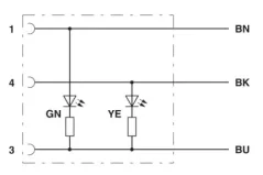 1414556 SAC-3P- 1,5-PVC/M12FS-2L Kábel s konek. M12 /3pin/priamy /voľný koniec kábla, 1,5m