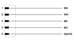 1669796 SAC-5P-M12MR/1,5-PUR Kábel s konektorom M12/5pin, uhlový /voľný koniec kábla, 1,5m