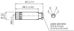 6009974 DOS-0804-G Priamy konektor M8/4pin samica