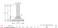 531041 LX.40-SW17-AS-M10x20 Polohovacia noha s pevnou skrutkou, protišmykovou podložkou