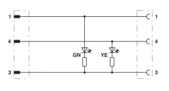 1415522 SAC-3P-M12MS/ 0,6-PVC/M12FR-2 Kábel s konek. M12/M12, 3pin/3pin,priamy/uhlový 0,6m