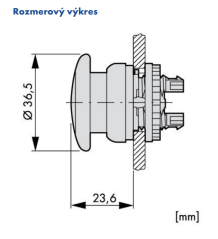 M22-DRP-R 216745 Hríbové tlačidlo červené, aretovacie