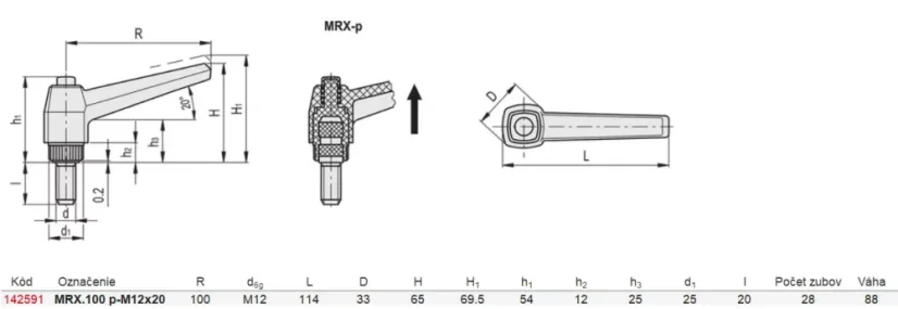 142591 MRX.100 p-M12x20 Regulovateľná páka