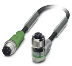1415524 SAC-3P-M12MS/ 3,0-PVC/M12FR-2L Kábel s konek. M12/M12, 3pin/3pin,priamy/uhlový 3m