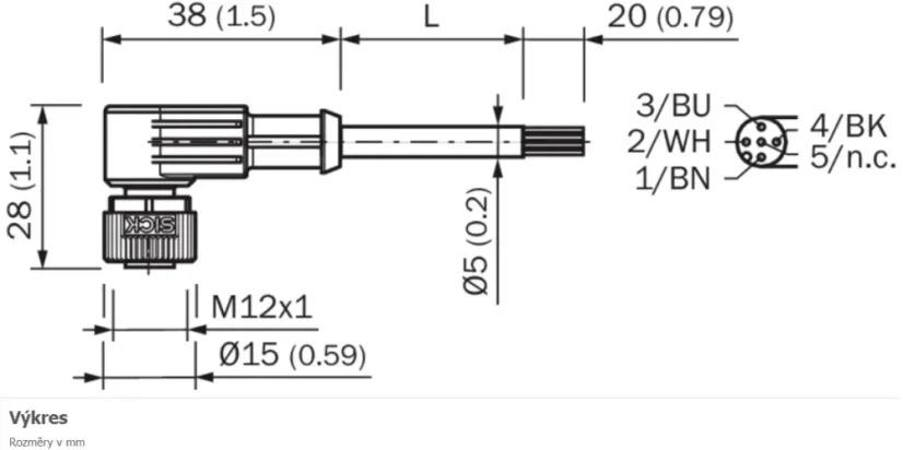 2095897 YG2A14-050VB3XLEAX Kábel s konektorom M12/4pin/5m, uhlový