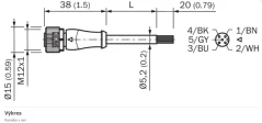 2096239 YF2A15-020VB5XLEAX Kábel s konektorom M12/5pin/2m, priamy