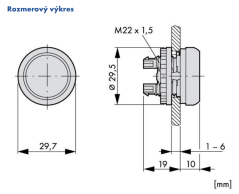 M22-DL-R-X0 216936 Ovládacia hlavica tlač., presvetlená,červená "0"