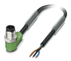 1668140 SAC-3P-M12MR/3,0-PUR Kábel s konektorom M12/3pin, uhlový /voľný koniec kábla, 3m