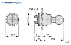 M22-WS 216881 Ovládacia hlavica s kľúčom MS1, 2 pol, 40°, vratná