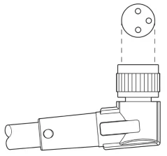 1682100 SAC-3P-M 8MR/0,3-PUR/M 8FR-2L Kábel s konek. M8/M8, 3pin/3pin,uhlový/uhlový, 0,3m