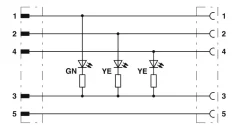 1415705 SAC-5P-M12MS/1,5-PVC/M12FR-3L Kábel s konek. M12/M12, 5pin/5pin,priamy/uhlový,1,5m