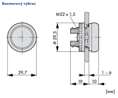 M22-DRL-Y 216950 Ovládacia hlavica tlač., presvetlená,aretácia, žltá