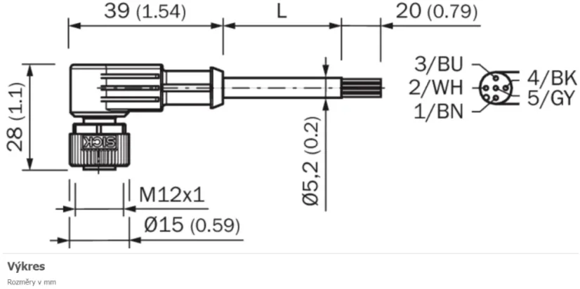 2096216 YG2A15-050VB5XLEAX Kábel s konektorom M12/5pin/5m, uhlový