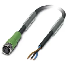 1669628 SAC-3P- 5,0-PUR/M 8FS Kábel s konektorom M8/3pin, priamy /voľný koniec kábla, 5m