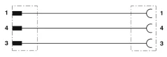 1681509 SAC-3P-M12MS/0,3-PUR/M12FS Kábel s konek. M12/M12, 3pin/3pin,priamy/priamy, 0,3m