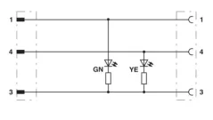 1415904 SAC-3P-M 8MR/3,0-PVC/M 8FR-2L Kábel s konek. M8/M8, 3pin/3pin,uhlový/uhlový, 3m
