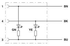 1694428 SAC-3P-10,0-PUR/M12FR-2L Kábel s konek. M12/3pin, uhlový /voľný koniec kábla, 10m