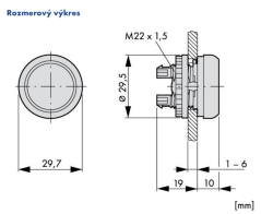 M22-DL-Y 216929 Ovládacia hlavica tlač., presvetlená,žltá