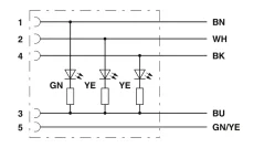 1415690 SAC-5P- 1,5-PVC/M12FR-3L Kábel s konek. M12/5pin, uhlový /voľný koniec kábla, 1,5m