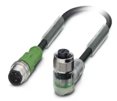 1415523 SAC-3P-M12MS/ 1,5-PVC/M12FR-2L Kábel s konek. M12/M12,3pin/3pin,priamy/uhlový 1,5m