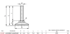 531045 LX.40-SW17-AS-M10x60Polohovacia noha s pevnou skrutkou, protišmykovou podložkou
