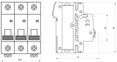 AM617363 Istič C63/3 6kA, charakteristika C, 63A, 3-pólový