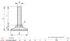 431003 LX.25-SW13-M6x34 Polohovacia noha s pevnou skrutkou