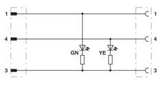 1415898 SAC-3P-M 8MS/1,5-PVC/M 8FR-2L Kábel s konek. M8/M8, 3pin/3pin,priamy/uhlový, 1,5m