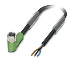 1669741 SAC-3P- 3,0-PUR/M 8FR Kábel s konektorom M8/3pin, uhlový /voľný koniec kábla, 3m