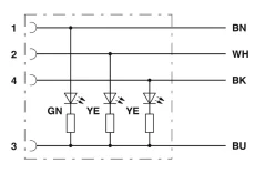 1668302 SAC-4P- 5,0-PUR/M12FR-3L Kábel s konek. M12/4pin, uhlový /voľný koniec kábla, 5m