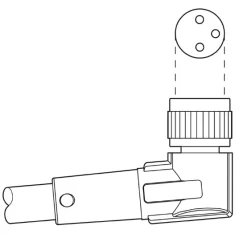 1415902 SAC-3P-M 8MR/0,6-PVC/M 8FR-2L Kábel s konek. M8/M8, 3pin/3pin,uhlový/uhlový, 0,6m