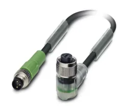 1693380 SAC-3P-M 8MS/ 1,5-PUR/M12FR-2L Kábel s konek.M8/M12, 3pin/3pin,priamy/uhlový, 1,5m