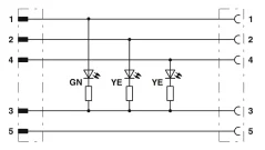 1694648 SAC-5P-M12MS/0,6-PUR/M12FR-3L Kábel s konek. M12/M12, 4pin/4pin,priamy/uhlový,0,6m