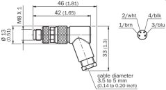 6053171 STE-0804-WSK Uhlový konektor M8/4pin samec