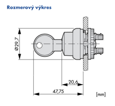 M22-WRS3 216900 Ovládacia hlavica s kľúčom MS1, 3 pol,nevratná, 60st
