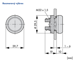 M22-DL-B 216931 Ovládacia hlavica tlač., presvetlená,modrá