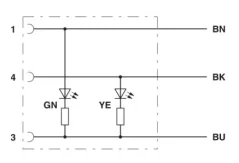 1414561 SAC-3P- 3,0-PVC/M12FS-2L Kábel s konektorom M8/3pin/priamy /voľný koniec kábla, 3m