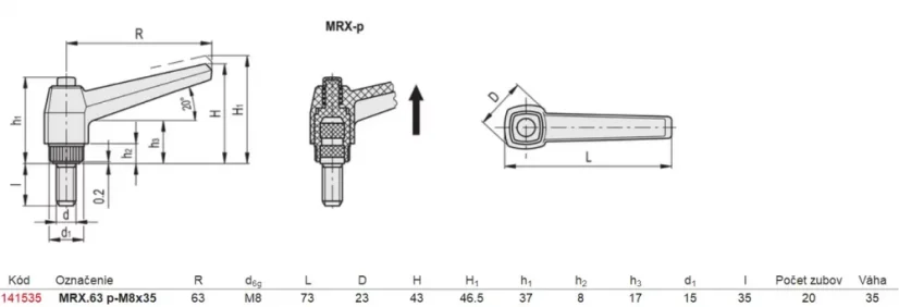 141535 MRX.63 p-M8x35 Regulovateľná páka
