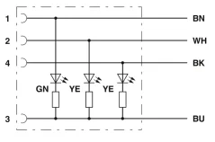 1415647 SAC-4P-M12MR/0,6-PVC/M12FR-3L Kábel s konek. M12/M12, 4pin/4pin,uhlový/uhlový,0,6m