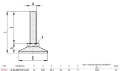 431041 LX.40-SW17-M10x20 Polohovacia noha s pevnou skrutkou