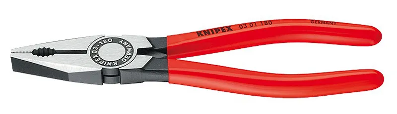03 01 180 Kombinované kliešte počiernené s leštenou hlavou, poplastované - Dĺžka (Knipex): 180 mm