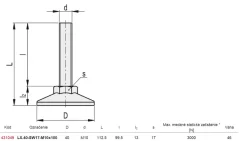 431049 LX.40-SW17-M10x100 Polohovacia noha s pevnou skrutkou