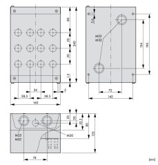 222688 M22-I12 Skrinka povrchová IP67, pre 12 prvkov, šedá