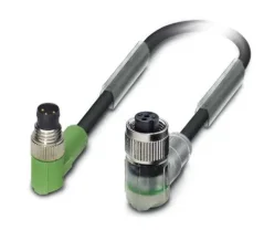 1682498 SAC-3P-M 8MR/ 3,0-PUR/M12FR-2L Kábel s konek. M8/M12, 3pin/3pin,uhlový/uhlový, 3m