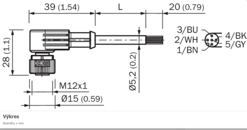 2096217 YG2A15-100VB5XLEAX Kábel s konektorom M12/5pin/10m, uhlový