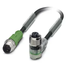 1694583 SAC-3P-M12MS/ 3,0-PUR/M12FR-2L Kábel s konek. M12/M12, 3pin/3pin,priamy/uhlový, 3m