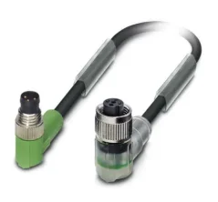 1682485 SAC-3P-M 8MR/ 1,5-PUR/M12FR-2L Kábel s konek. M8/M12, 3pin/3pin,uhlový/uhlový,1,5m