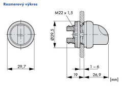 M22-WLK-R 216814 Ovládacia hlavica prepínača, presvetlená,2 pol,červená