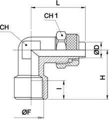 312.06.06.14 Uhlové neotočné skrutkovanie, D6mm/4mm-G1/4