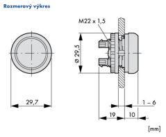 M22-DRL-R 216946 Ovládacia hlavica tlač., presvetlená,aretovacia,červená